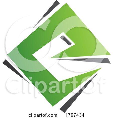 Green and Black Square Diamond Letter E Icon by cidepix