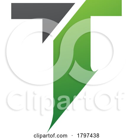 Green and Black Split Shaped Letter T Icon by cidepix