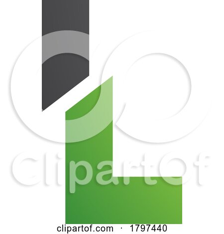 Green and Black Split Shaped Letter L Icon by cidepix