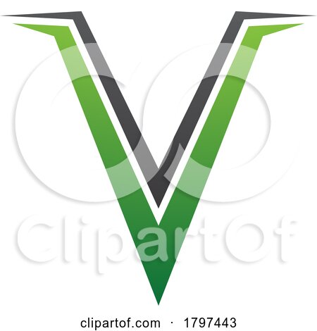 Green and Black Spiky Shaped Letter V Icon by cidepix