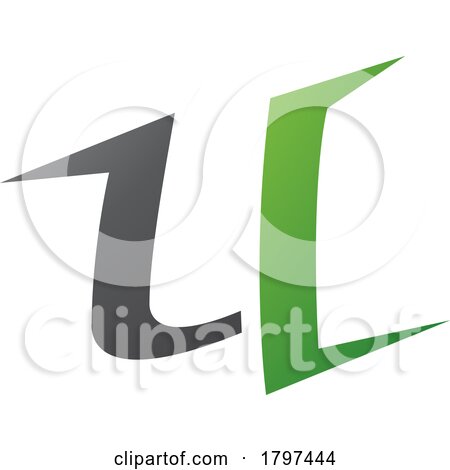 Green and Black Spiky Shaped Letter U Icon by cidepix