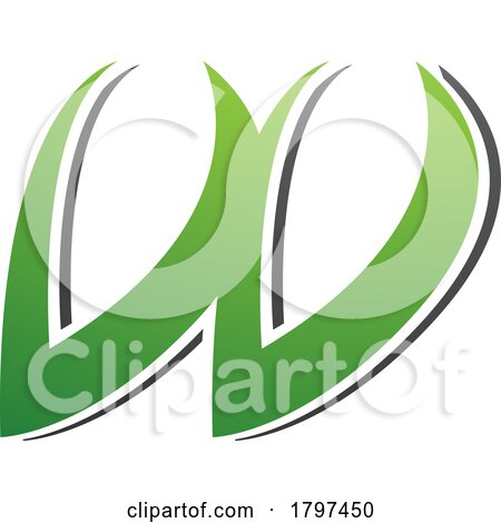 Green and Black Spiky Italic Shaped Letter W Icon by cidepix