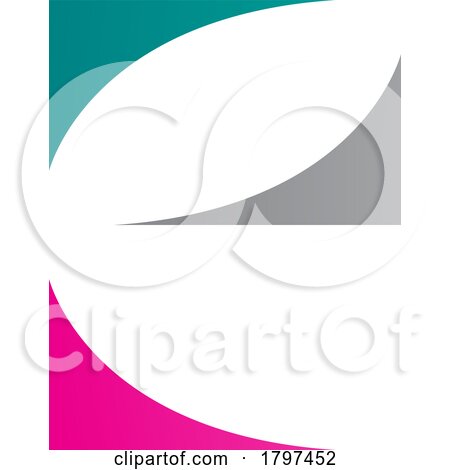 Green Magenta and Grey Lowercase Letter E Icon with Curvy Triangles by cidepix