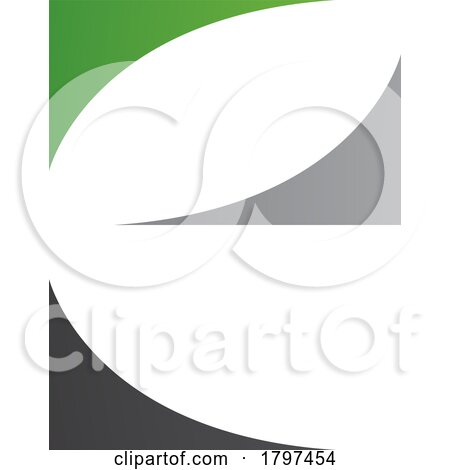 Green Black and Grey Lowercase Letter E Icon with Curvy Triangles by cidepix