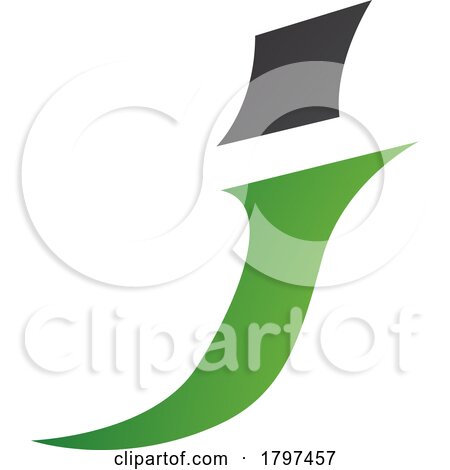 Green and Black Spiky Italic Letter J Icon by cidepix