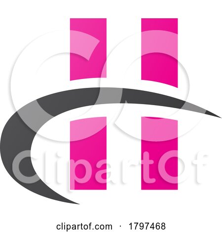 Magenta and Black Letter H Icon with Vertical Rectangles and a Swoosh by cidepix