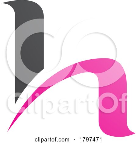 Magenta and Black Letter H Icon with Round Spiky Lines by cidepix