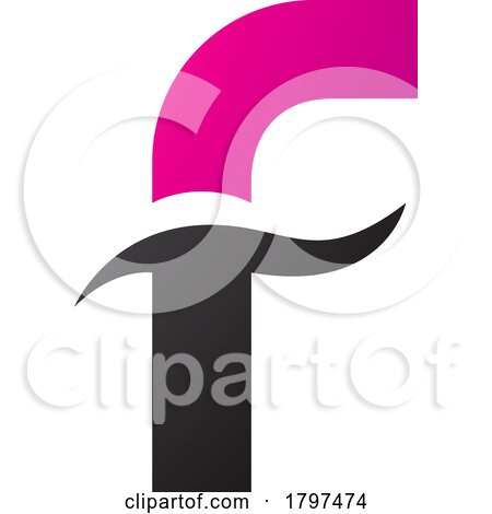 Magenta and Black Letter F Icon with Spiky Waves by cidepix