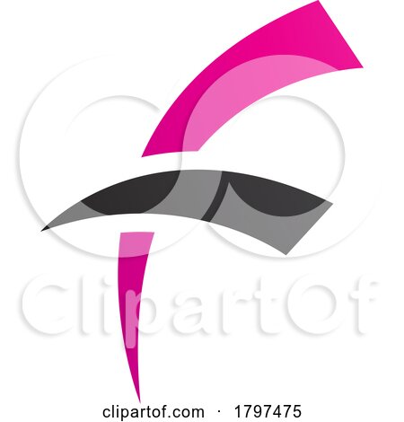 Magenta and Black Letter F Icon with Round Spiky Lines by cidepix