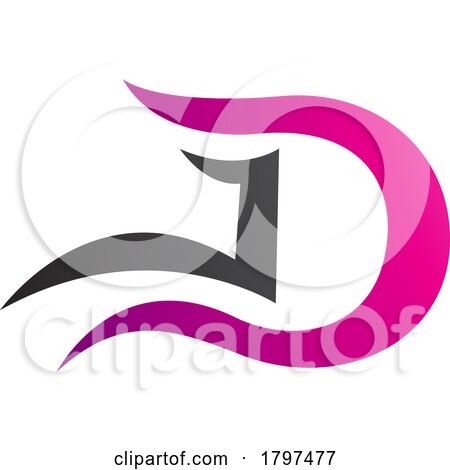 Magenta and Black Letter D Icon with Wavy Curves by cidepix