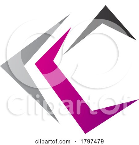 Magenta and Black Letter C Icon with Pointy Tips by cidepix