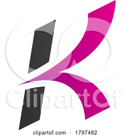 Magenta and Black Italic Arrow Shaped Letter K Icon by cidepix