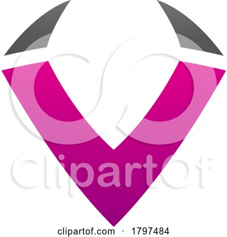Magenta and Black Horn Shaped Letter V Icon by cidepix