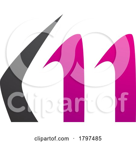 Magenta and Black Horn Shaped Letter M Icon by cidepix