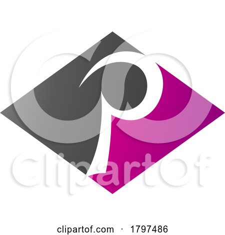 Magenta and Black Horizontal Diamond Letter P Icon by cidepix