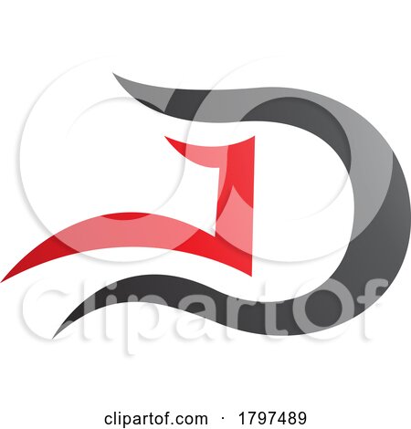 Grey and Red Letter D Icon with Wavy Curves by cidepix