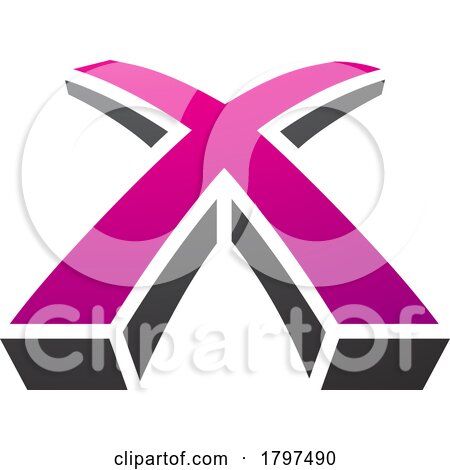 Magenta and Black 3d Shaped Letter X Icon by cidepix