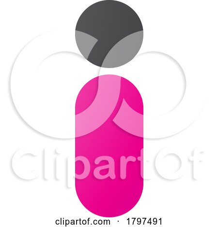 Magenta and Black Abstract Round Person Shaped Letter I Icon by cidepix