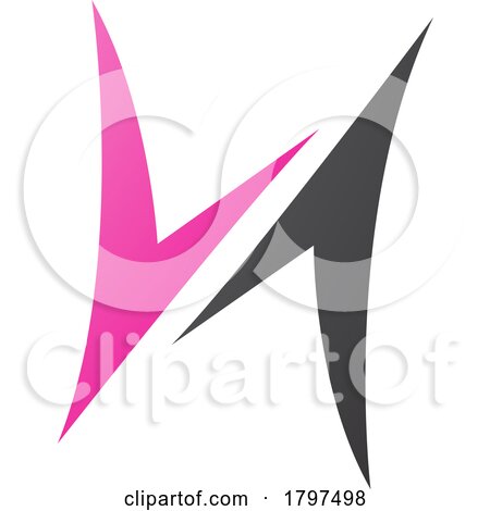 Magenta and Black Arrow Shaped Letter H Icon by cidepix