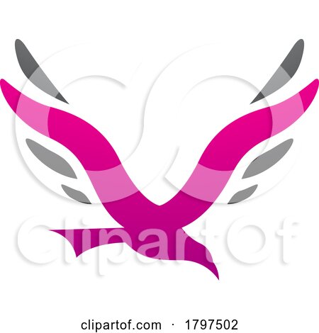 Magenta and Black Bird Shaped Letter V Icon by cidepix