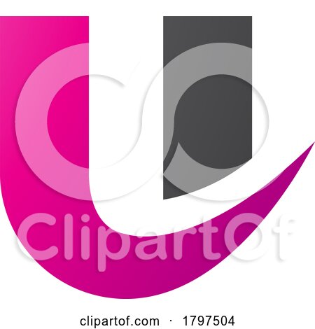 Magenta and Black Bold Curvy Shaped Letter U Icon by cidepix