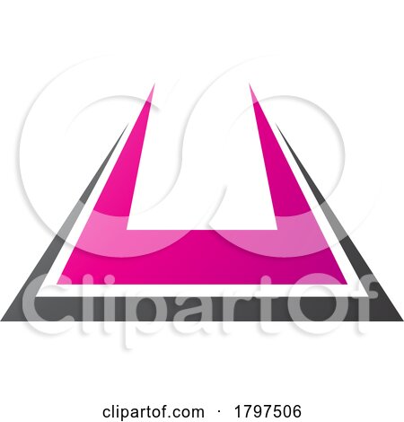 Magenta and Black Bold Spiky Shaped Letter U Icon by cidepix