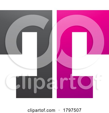 Magenta and Black Bold Split Shaped Letter T Icon by cidepix