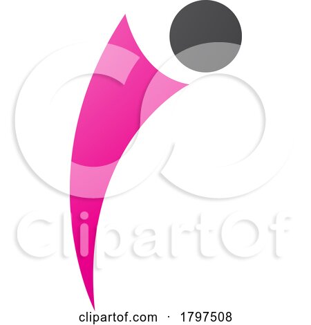 Magenta and Black Bowing Person Shaped Letter I Icon by cidepix