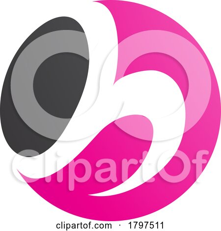 Magenta and Black Circle Shaped Letter H Icon by cidepix