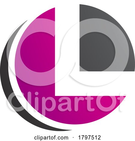 Magenta and Black Circle Shaped Letter L Icon by cidepix
