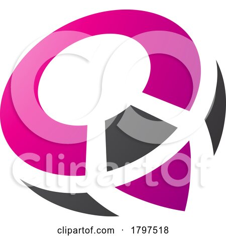 Magenta and Black Compass Shaped Letter Q Icon by cidepix
