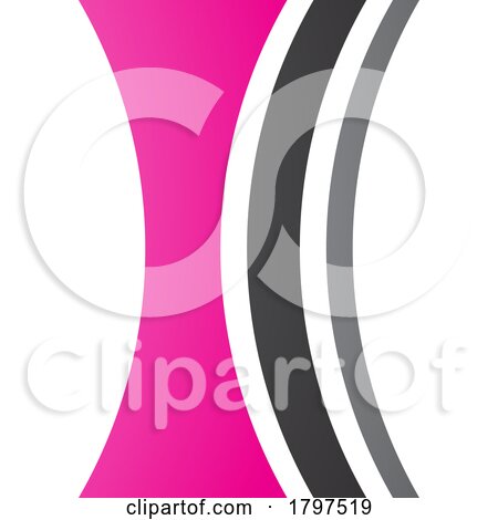 Magenta and Black Concave Lens Shaped Letter I Icon by cidepix