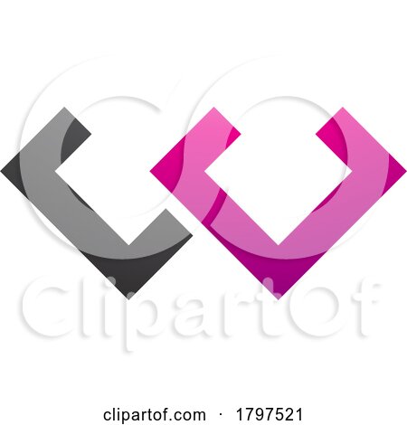 Magenta and Black Cornered Shaped Letter W Icon by cidepix