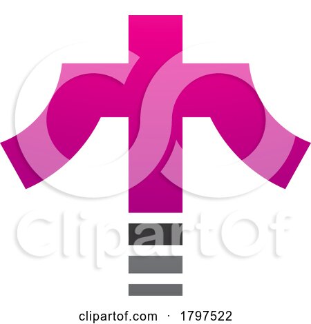 Magenta and Black Cross Shaped Letter T Icon by cidepix