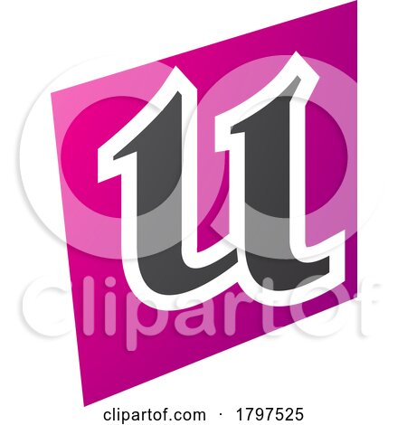 Magenta and Black Distorted Square Shaped Letter U Icon by cidepix