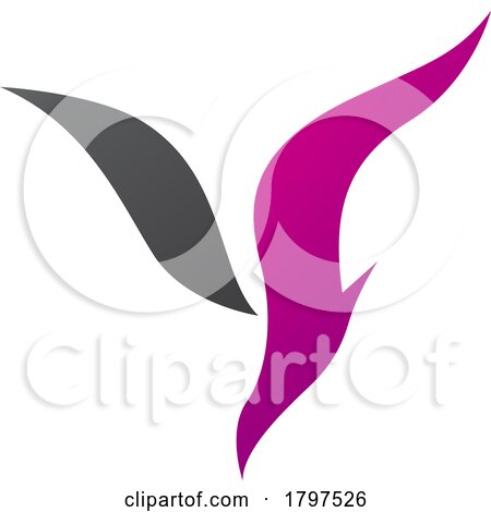 Magenta and Black Diving Bird Shaped Letter Y Icon by cidepix
