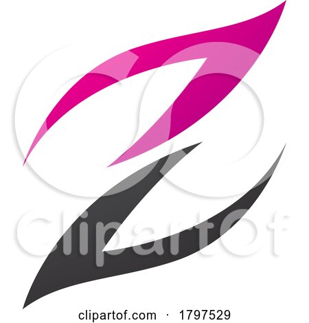 Magenta and Black Fire Shaped Letter Z Icon by cidepix