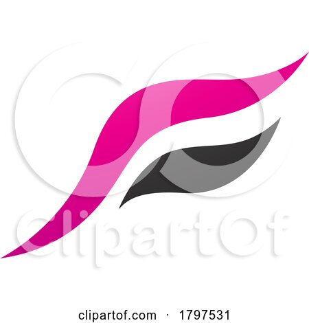 Magenta and Black Flying Bird Shaped Letter F Icon by cidepix