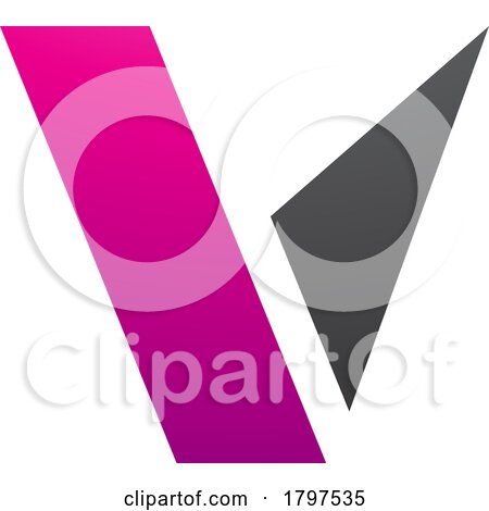 Magenta and Black Geometrical Shaped Letter V Icon by cidepix
