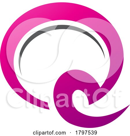 Magenta and Black Hook Shaped Letter Q Icon by cidepix