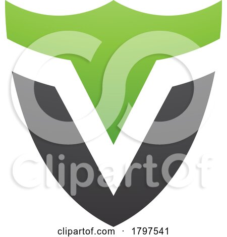 Green and Black Shield Shaped Letter V Icon by cidepix