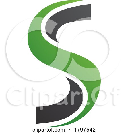 Green and Black Twisted Shaped Letter S Icon by cidepix