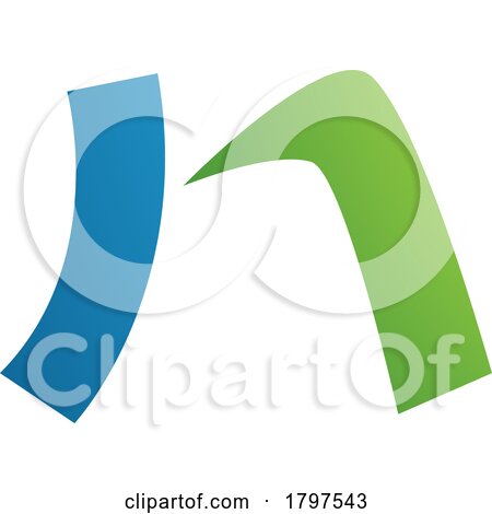 Green and Blue Letter N Icon with a Curved Rectangle by cidepix