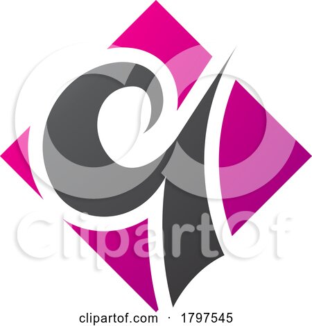 Magenta and Black Diamond Shaped Letter Q Icon by cidepix