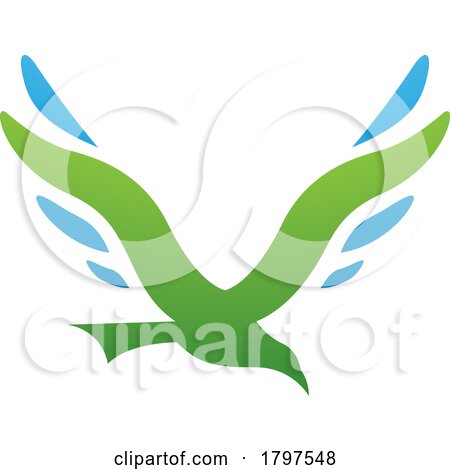 Green and Blue Bird Shaped Letter V Icon by cidepix
