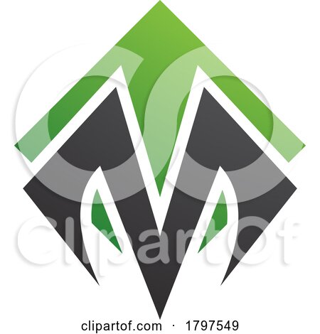 Green and Black Square Diamond Shaped Letter M Icon by cidepix
