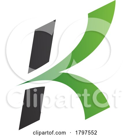 Green and Black Italic Arrow Shaped Letter K Icon by cidepix