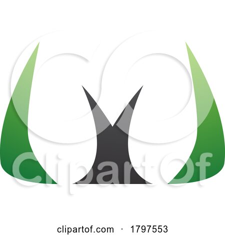 Green and Black Horn Shaped Letter W Icon by cidepix