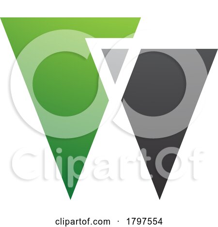 Green and Black Letter W Icon with Triangles by cidepix