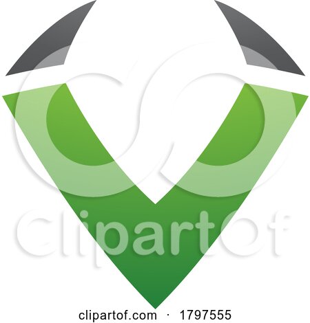 Green and Black Horn Shaped Letter V Icon by cidepix